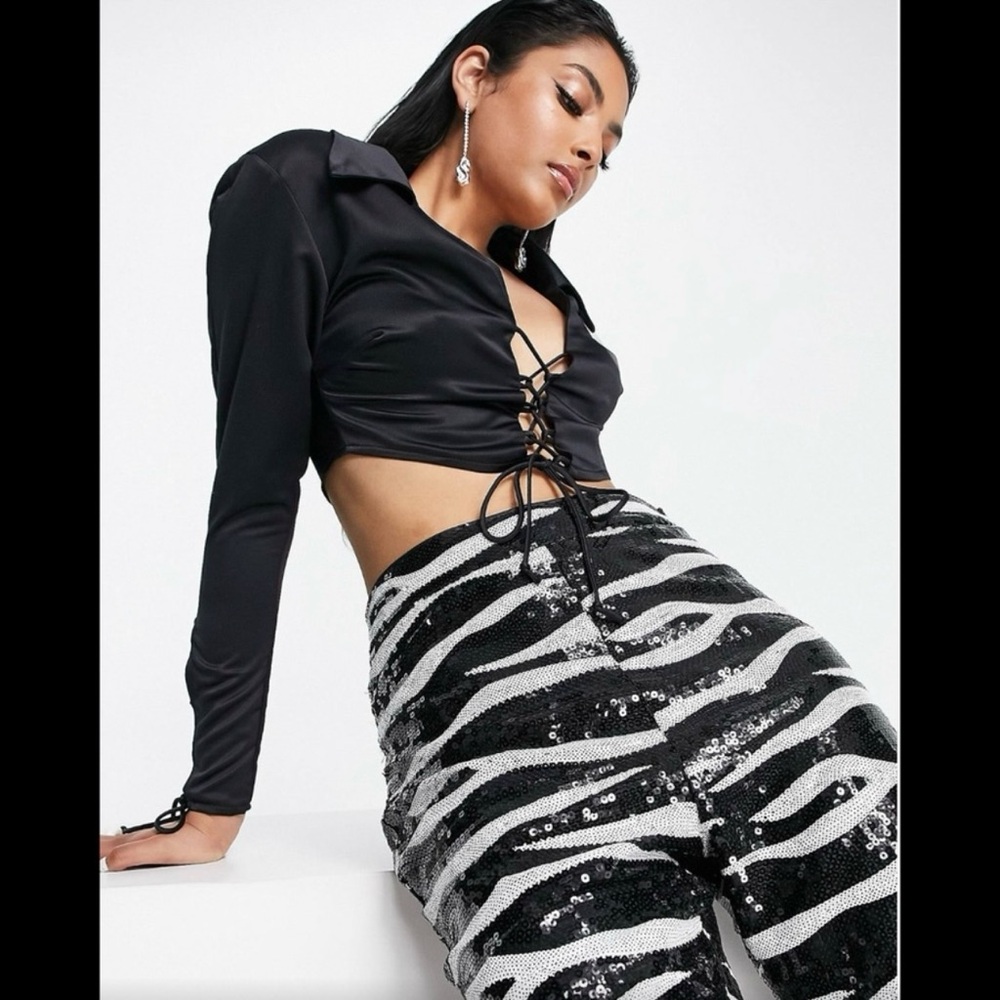 Black and White Zebra Print Flare pants